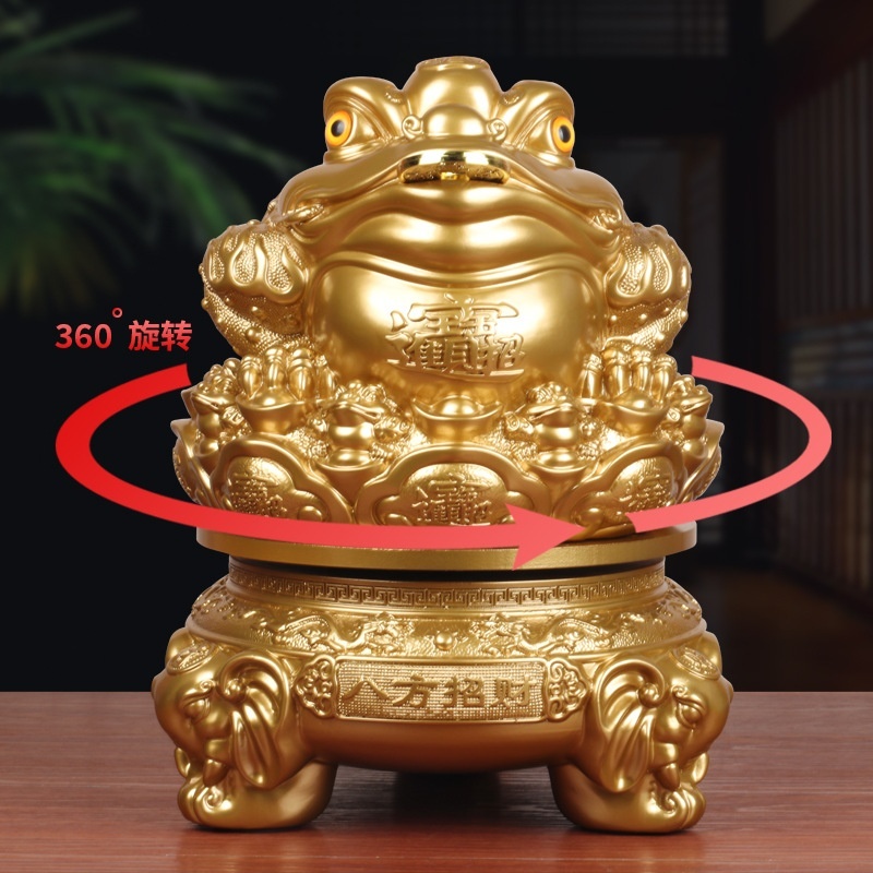八方来财金蟾摆件三足蟾蜍金蝉可旋转前台装饰品公司店铺开业礼物