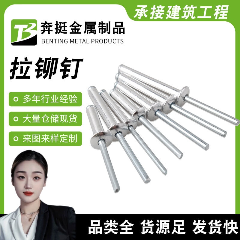 圆头铝拉铆钉2.4-6.4系列本色铝铁抽芯铆钉 开口型拉铆钉拉钉厂家