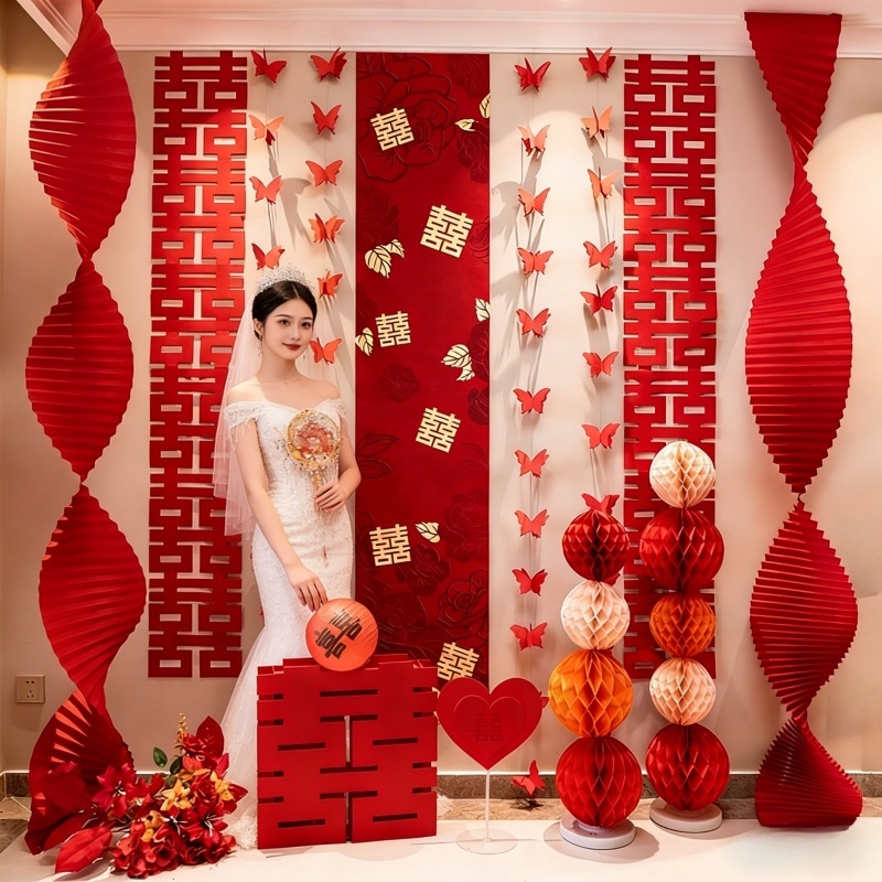 婚房布置全套婚房装饰品长条喜字结婚专用婚礼布置结婚装饰品摆件