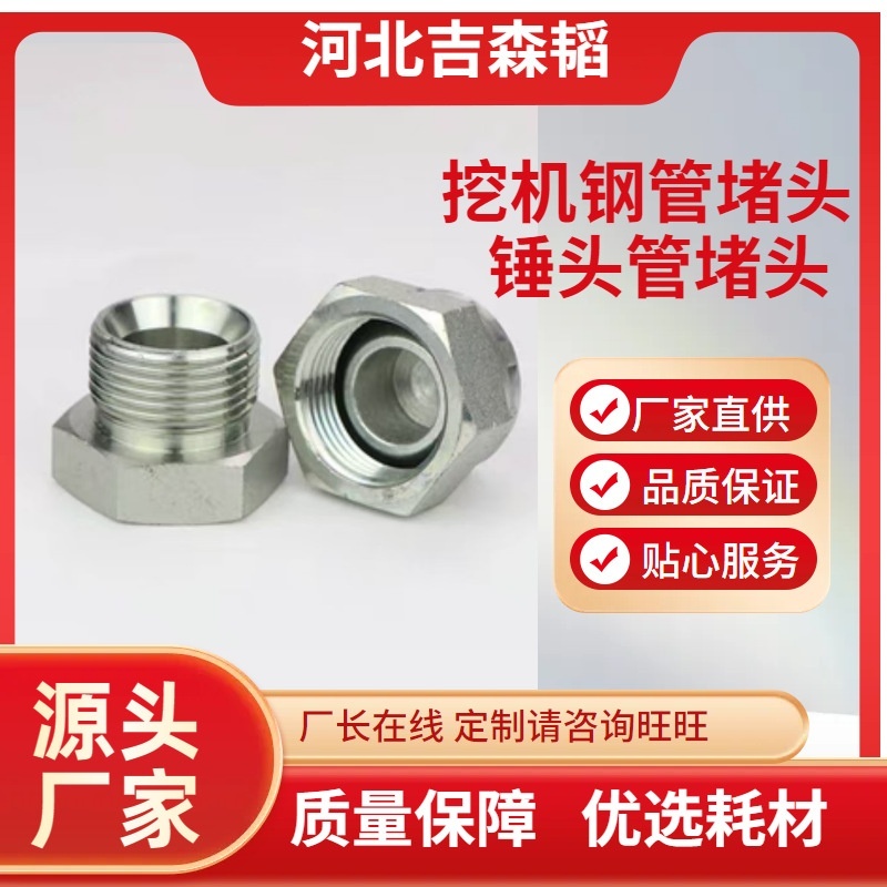 挖掘机对丝接高压油管碳钢镀锌耐锈 耐高压防漏密封挖机钢管堵头