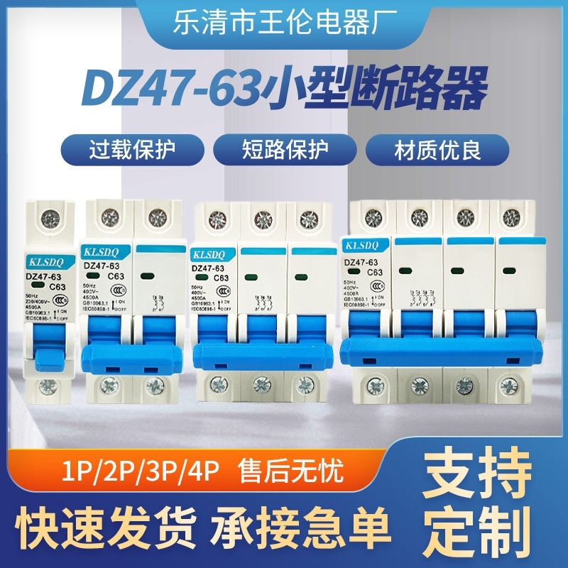 空气开关DZ47-63电闸空气开关1P 2P 3P 4P空开6A~63A小型断路器