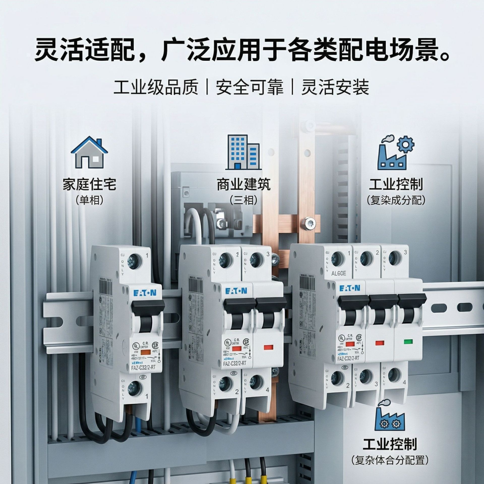 EATON伊顿穆勒FAZ系列FAZ-C2/1 UL认证1P 13A63A微型断路器工矿