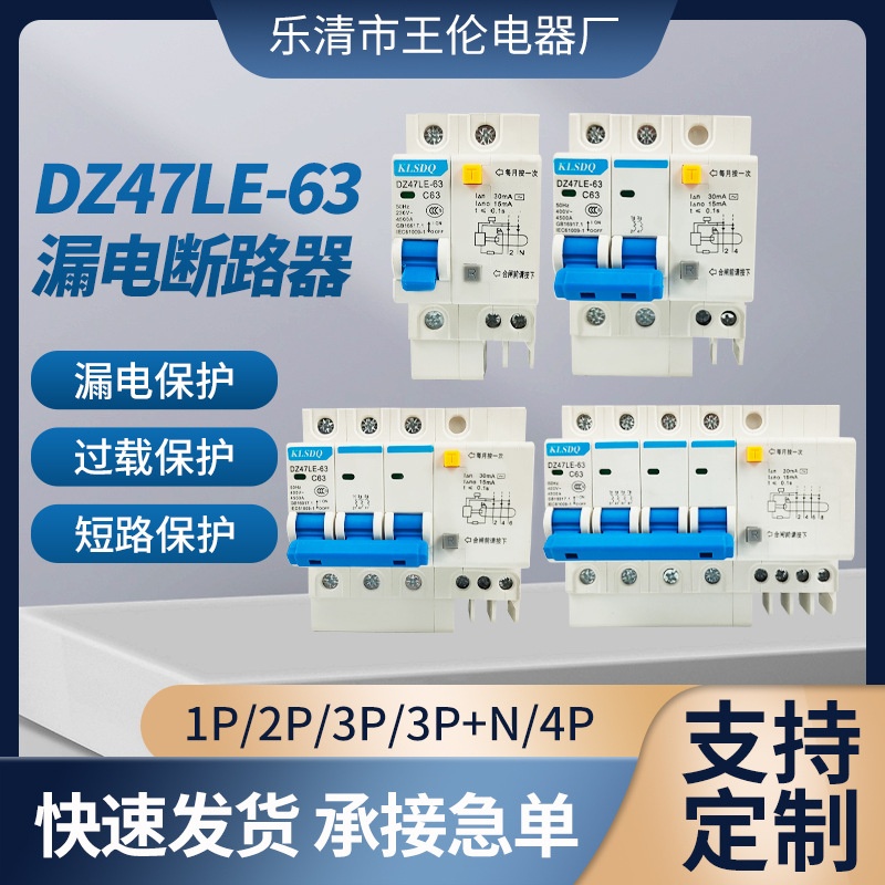 DZ47LE-63/1P/2P/3P/4P漏电断路器6A~63A漏电开关小型漏电断路器