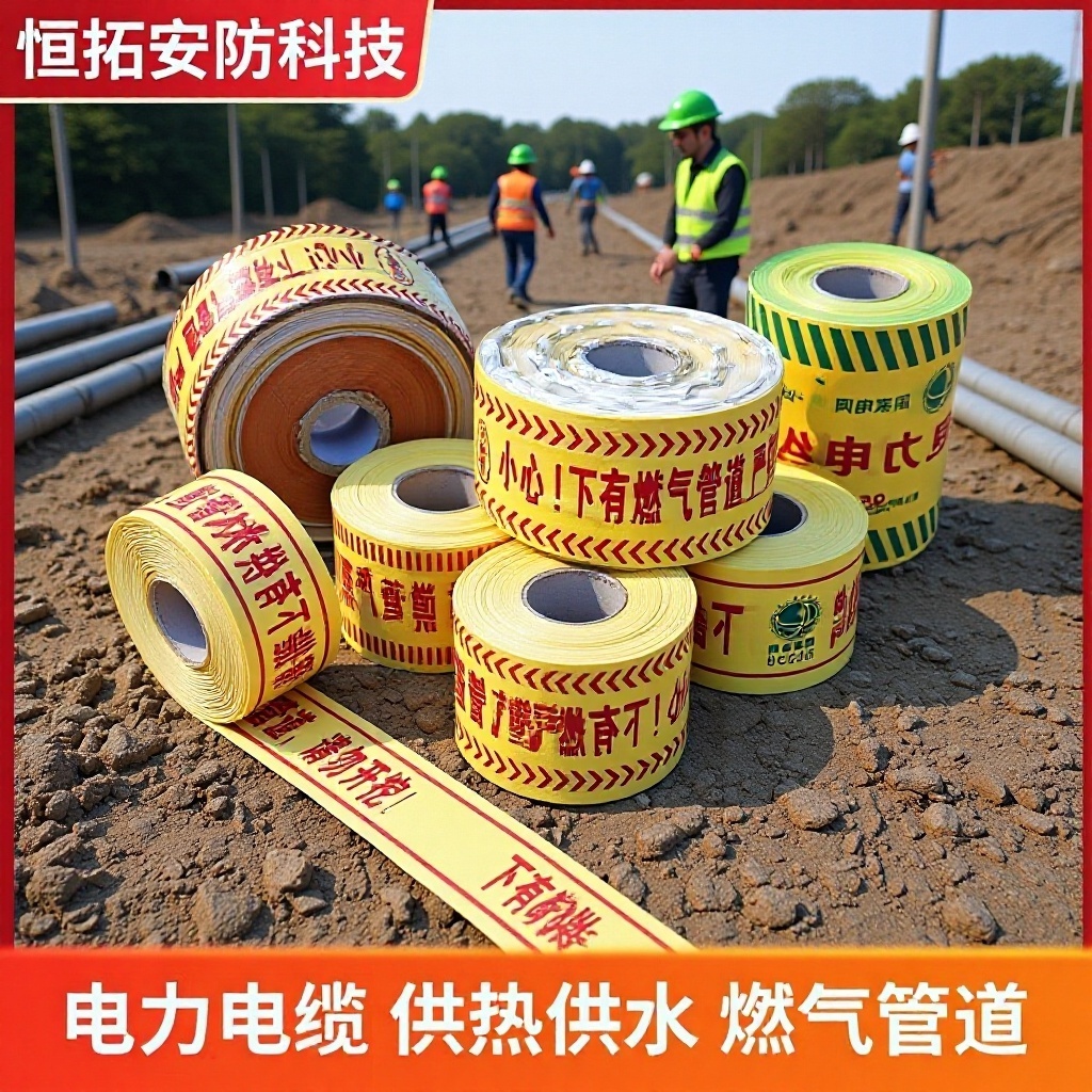地埋警示带燃气管道电力电缆地埋式警示线热力pe安全可探测警示带